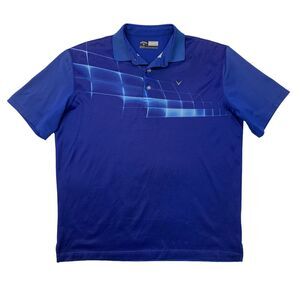Callaway Golf Shirt Mens M Medium Blue Split Hem OptiDri Performance Polo